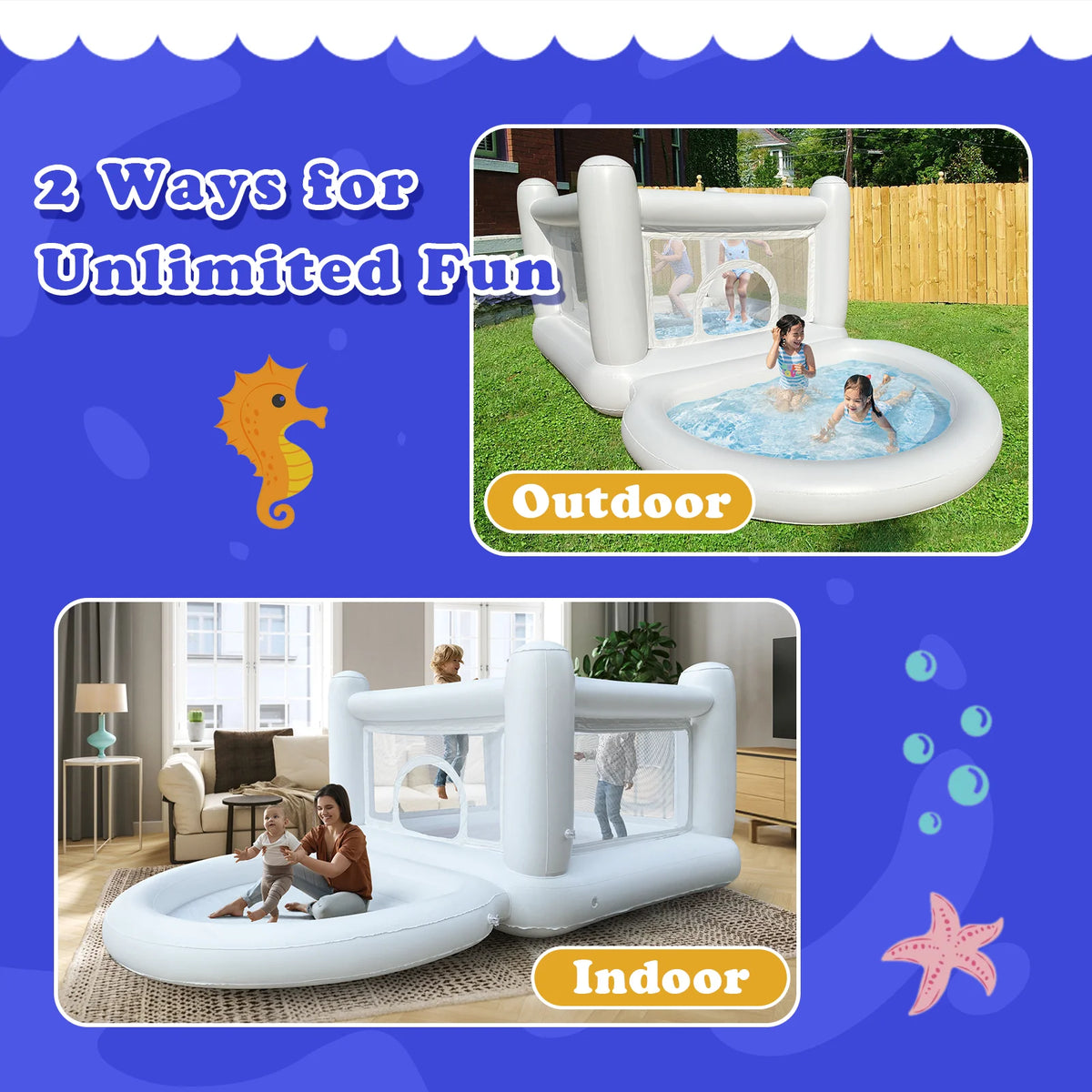 Vancen Inflatable Kids Bouncer With Attached Ball Pit Combo