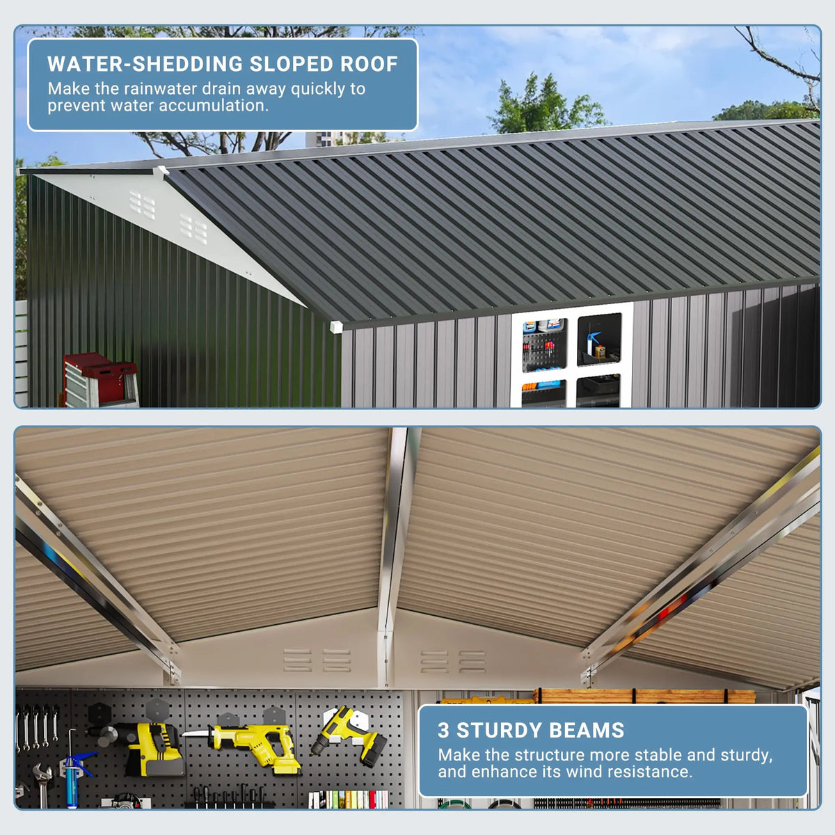 VIWAT Heavy Duty Outdoor Metal Storage Shed With Lock