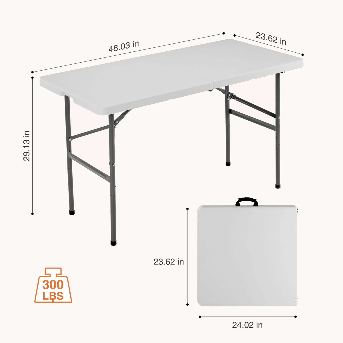 JHK 4/6/8 FT Portable Folding Outdoor Indoor Table Heavy Duty Foldable Table with Carrying Handle Safety Lock For Camping Picnic Dining