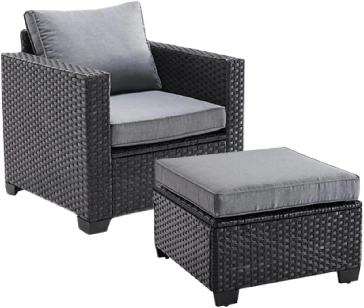 Soohow Outdoor Rattan Patio Sectional Sofa With Ottoman