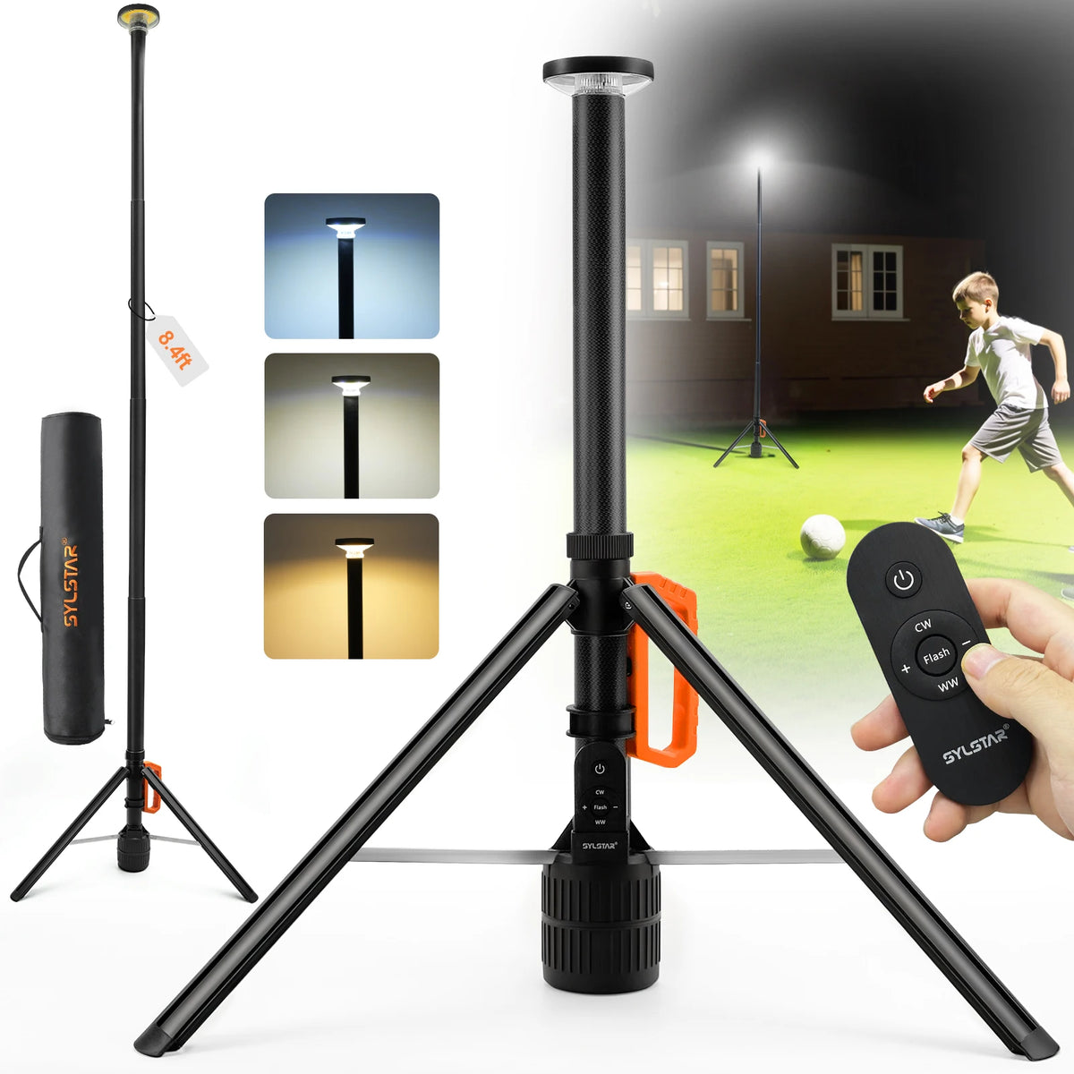 Rechargeable Telescopic Work Light With Remote Control And Dimming