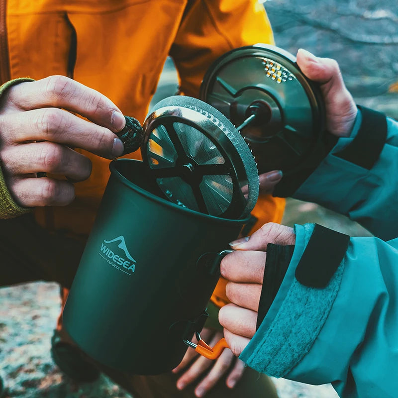 Widesea 0.75L Outdoor Camping French Press Aluminum Coffee Pot