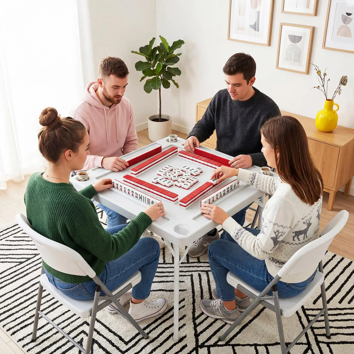 35 Inch Folding Card Table Portable Square Game Table With Cup Holders And Chip Trays Heavy Duty Foldable Table For Poker Domino Mahjong Camping And Picnic