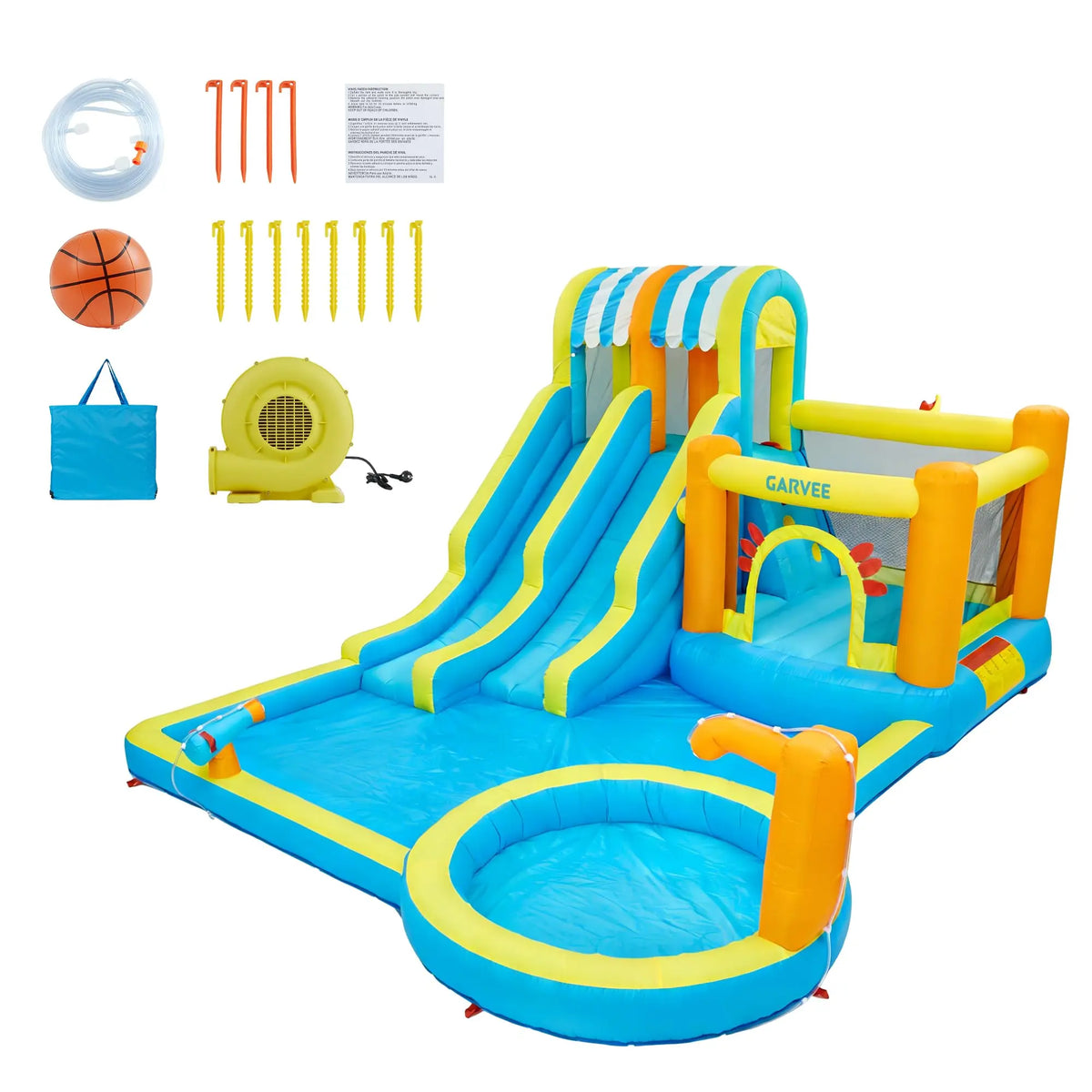 HiMISS 8-in-1 Inflatable Water Slide With Blower