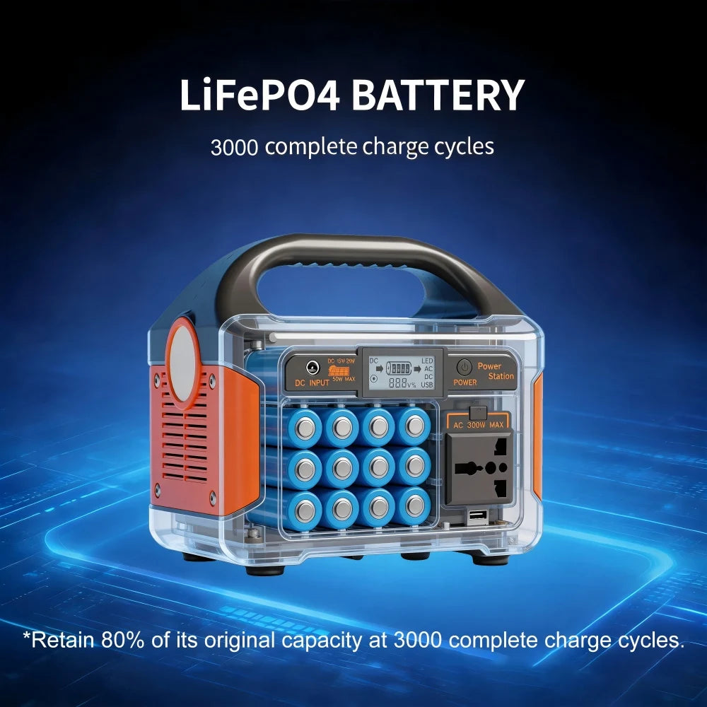 GaiaRay 460Wh Portable Power Station With LiFePO4 Battery Backup