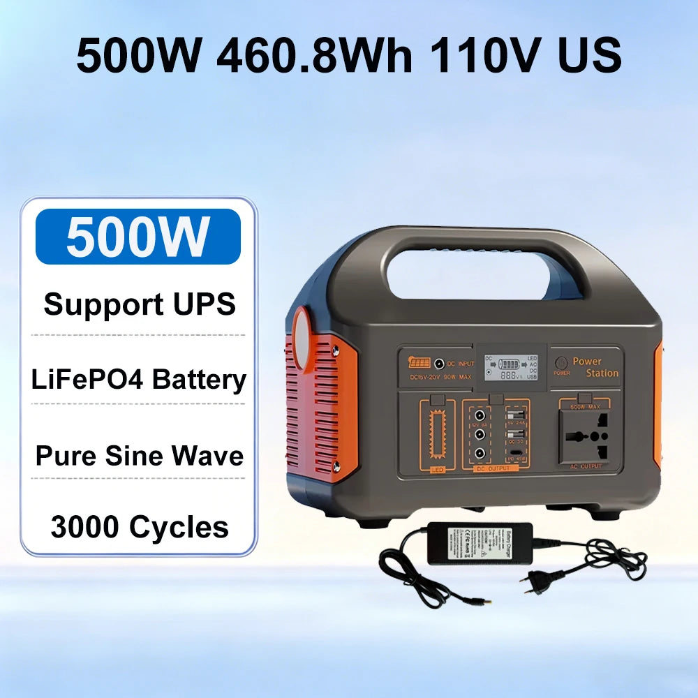 GaiaRay 460Wh Portable Power Station With LiFePO4 Battery Backup