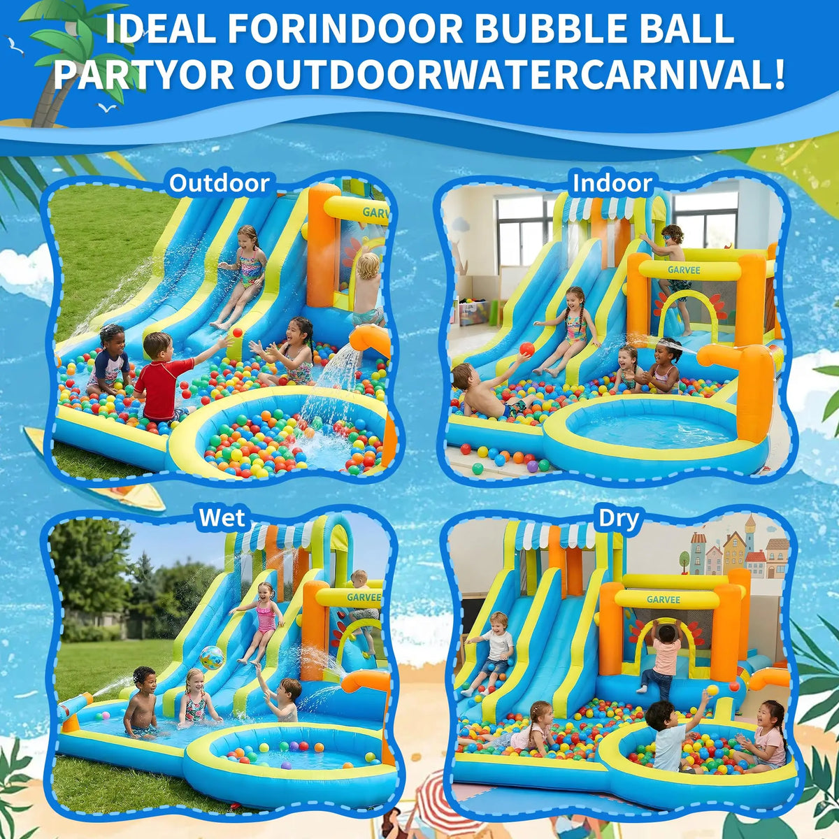 HiMISS 8-in-1 Inflatable Water Slide With Blower