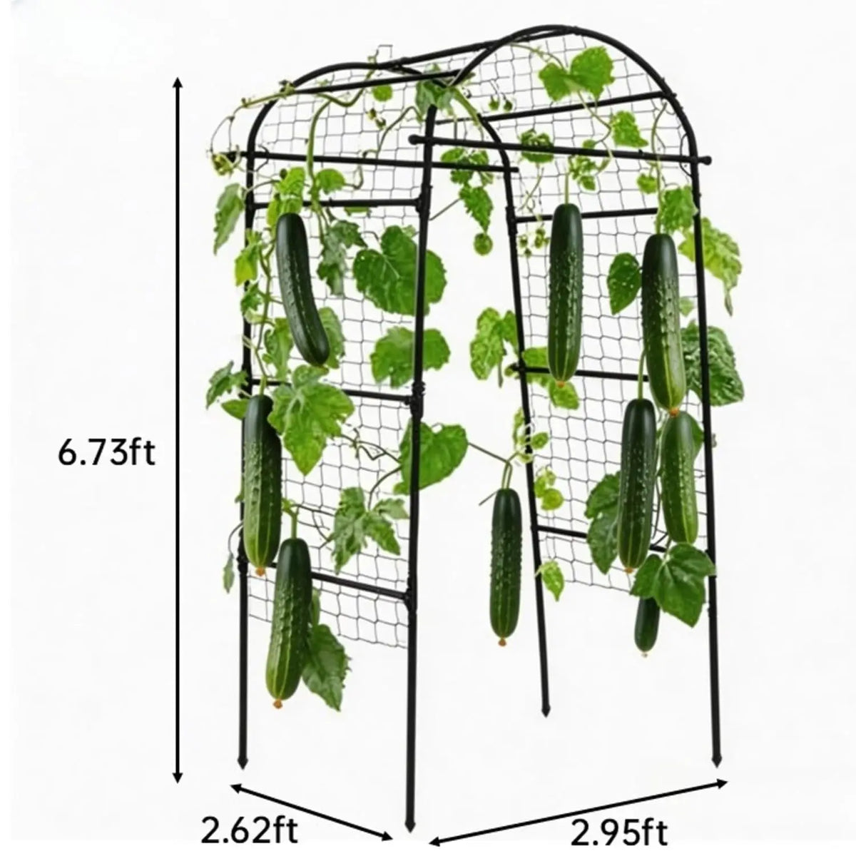 6.73x2.95x2.62FT Garden Arch Trellis For Raised Beds, Heavy Duty U Shape Metal Plant Support For Cucumber Melon Squash Vines