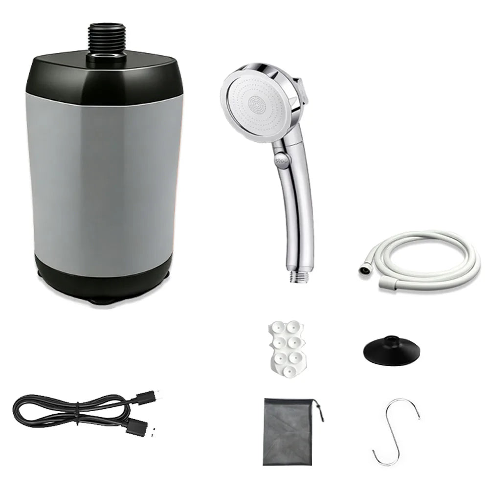Portable Camping Shower with Heater, 6000mAh Rechargeable Portable Shower with 2000W Immersion Heater, LED Display, Heated Camping Shower for Travel, Hiking, Car, Pet