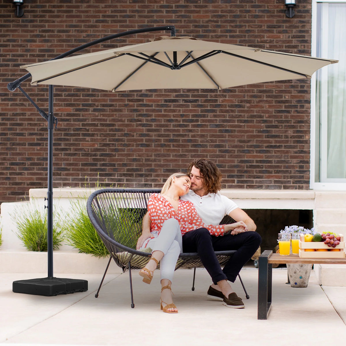 Jhk 10ft Outdoor Cantilever Patio Umbrella With Easy Tilt
