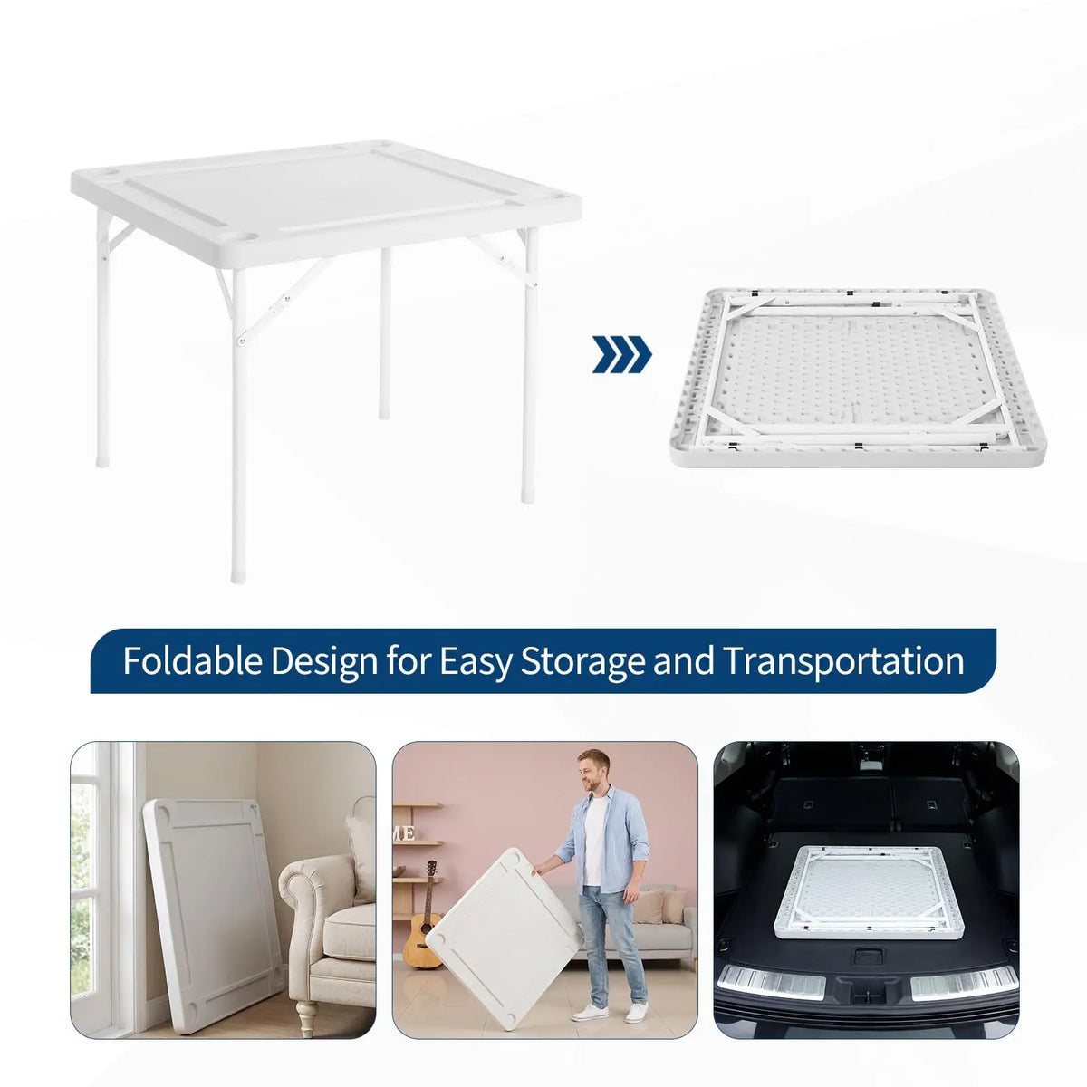 35 Inch Folding Card Table Portable Square Game Table With Cup Holders And Chip Trays Heavy Duty Foldable Table For Poker Domino Mahjong Camping And Picnic