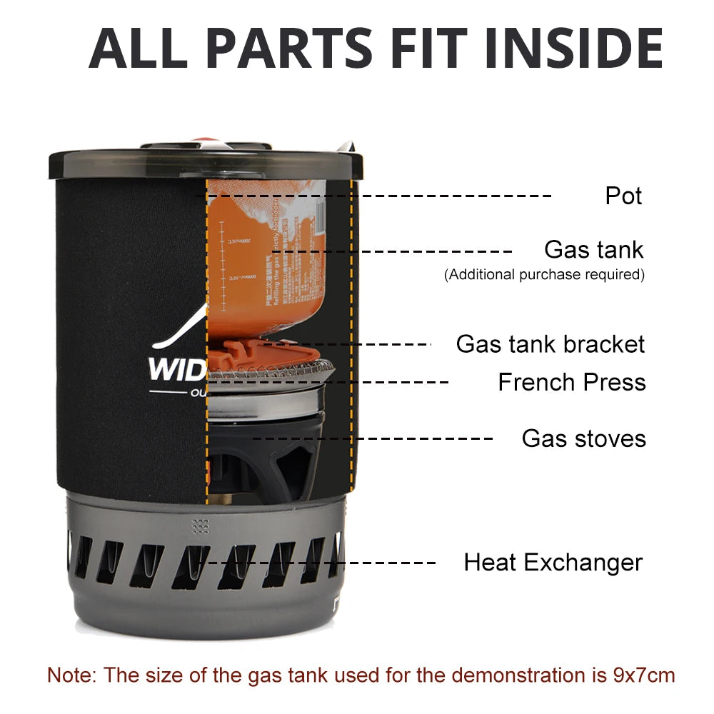 Widesea Camping Gas Stove Heat Exchanger Cookware Coffee Pot Cup