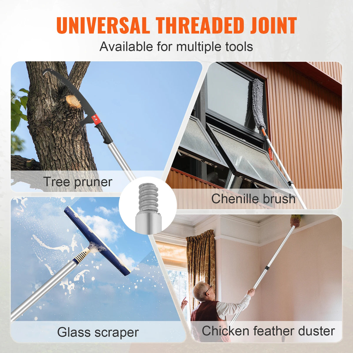 SucceBuy Manual Pole Saw Telescopic Tree Pruner Steel Blade Handle