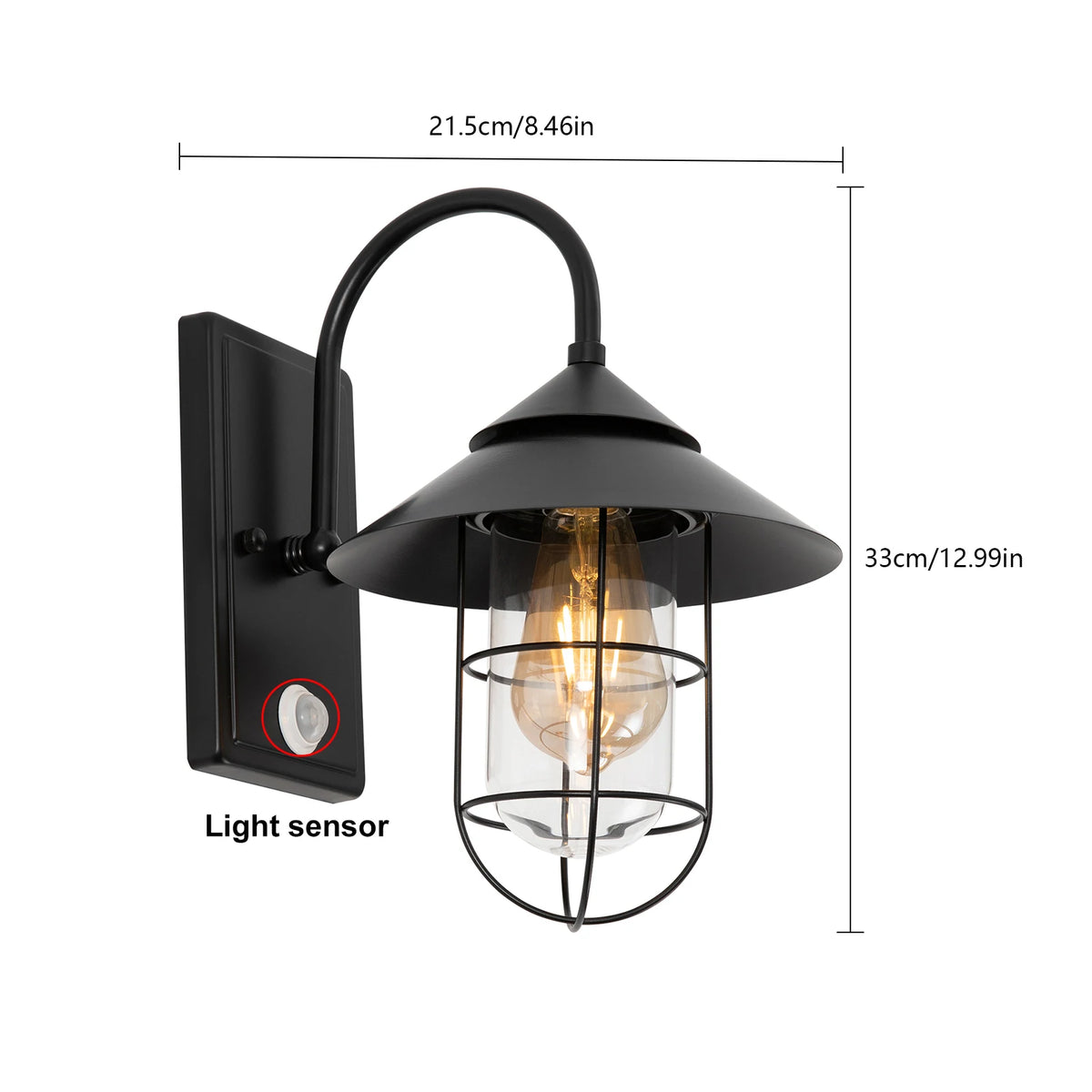 Bymaocar Retro Iron Wall Sconce With Human Body Induction For Bar And Corridor