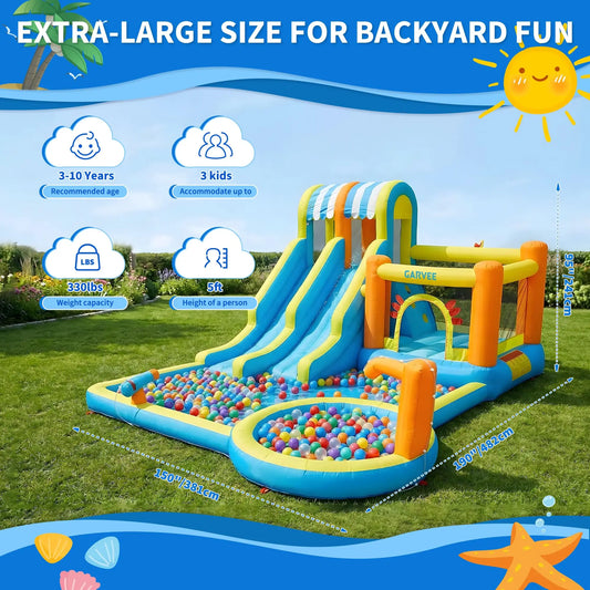 HiMISS 8-in-1 Inflatable Water Slide With Blower