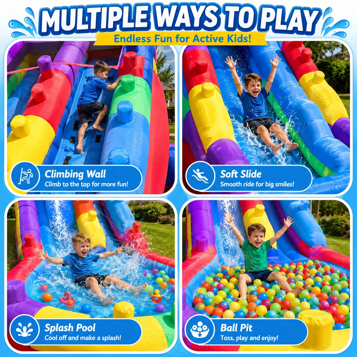 Colorful Block-Style Oxford Water Slide Eye-Catching Design for Summer Pool Parties And Backyard Fun
