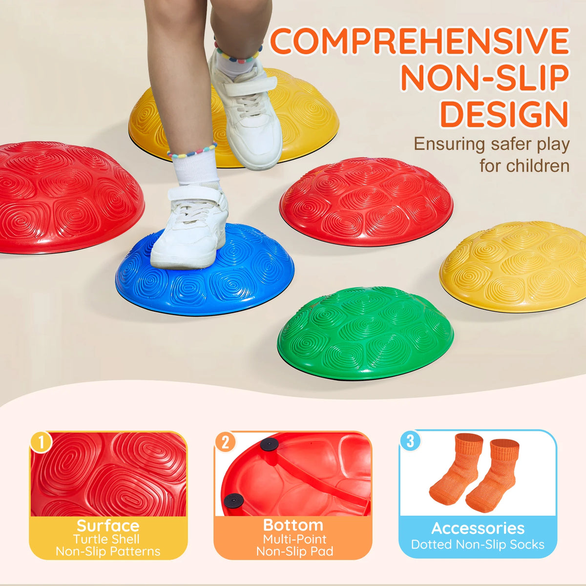 SucceBuy 6 Pcs Turtle Balance Stepping Stones Kids