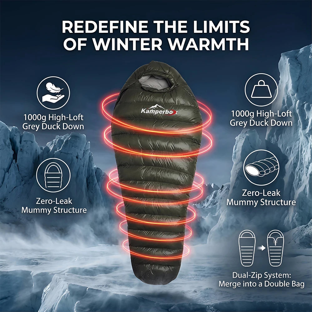 Kamperbox Cold Temperature Winter Sleeping Bag Down Sleeping Bag Winter Camping Sleeping Bag