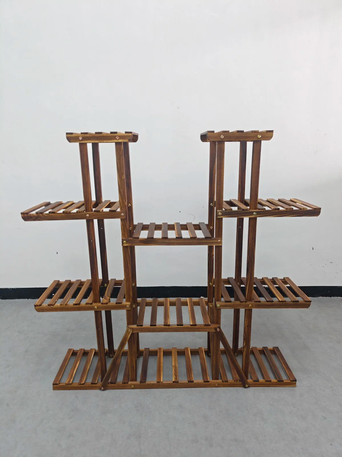 Wood Multi-Tiered Plant Stand Reinforced Flower Display Rack for Outdoor Indoor Decor