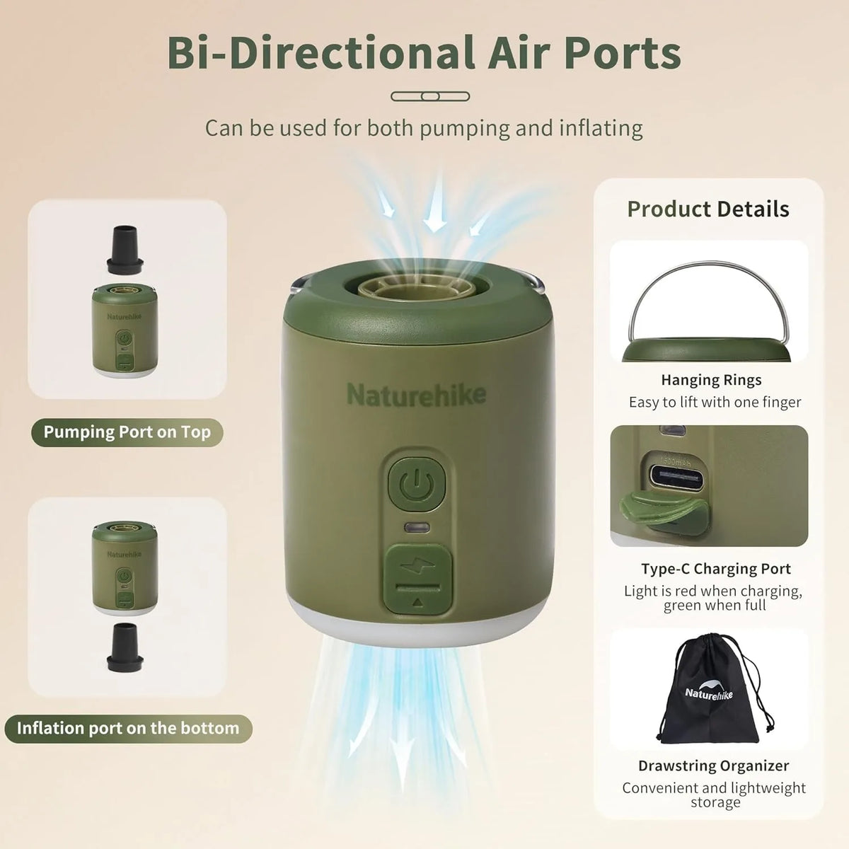 Naturehike Portable Electric Air Pump For Camping Travel Gear
