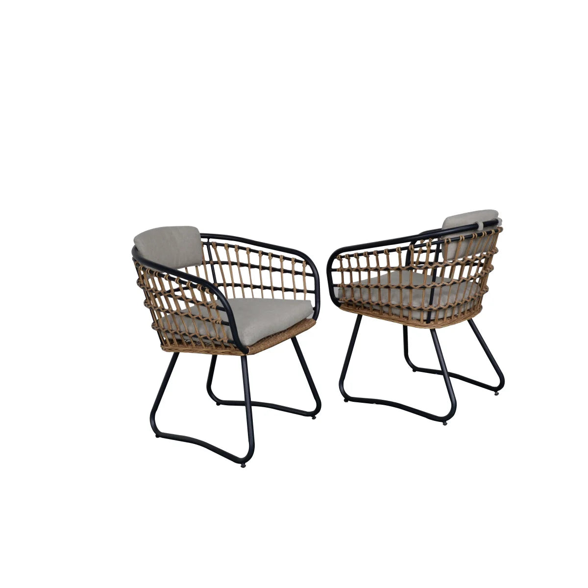 Outdoor Wicker Dining Chairs Set of 2, Patio Dining Chairs with Cushions, Rattan Dining Armchairs for Lawn, Garden, Poolside, Backyard, Porch, Beige    RR