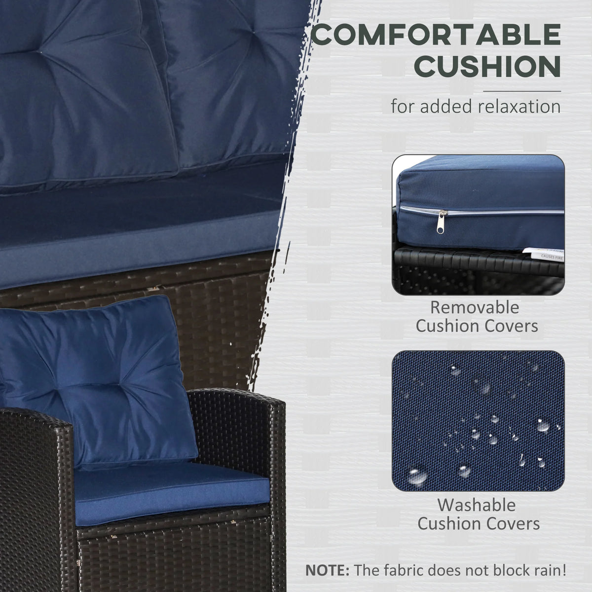 Outsunny 4 Piece Outdoor Wicker Patio Furniture Set