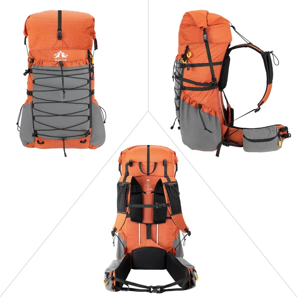 Night Cat Lightweight 50L To 70L Hiking Backpack With Rain Cover