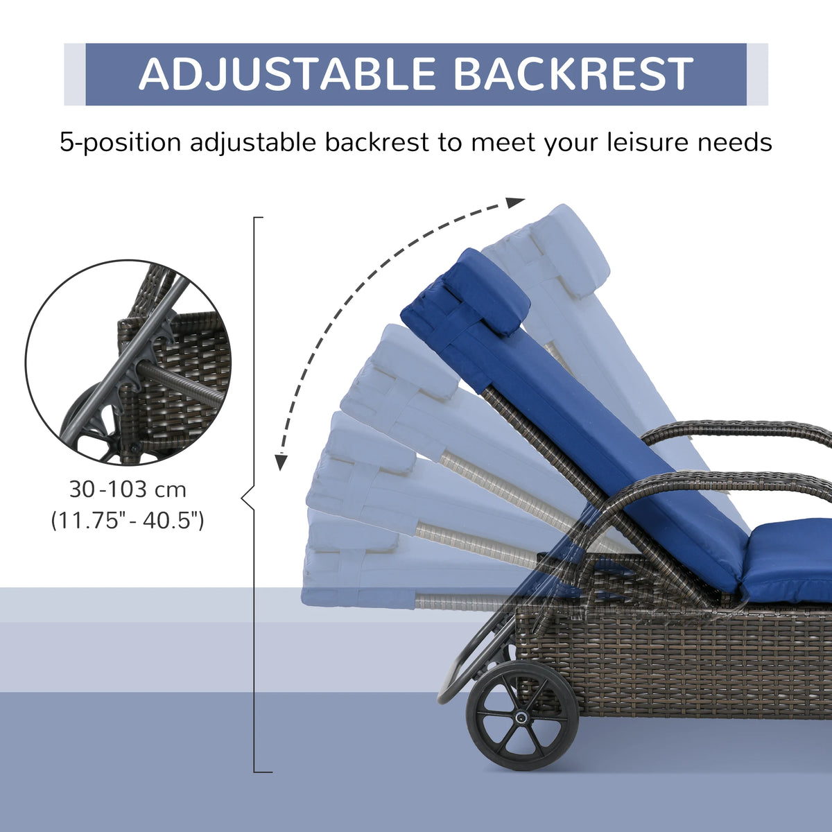 Outsunny Outdoor Reclining Sofa With Cushion And Wheels