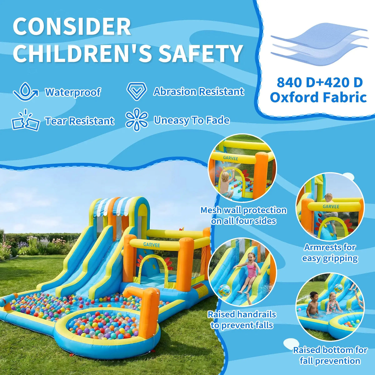 HiMISS 8-in-1 Inflatable Water Slide With Blower