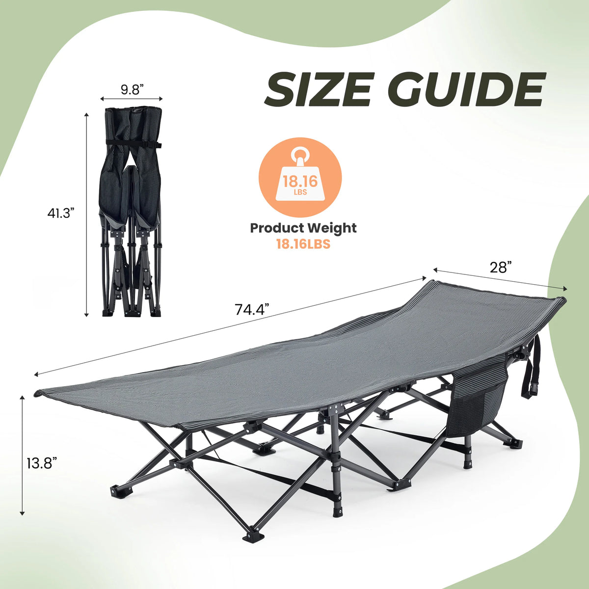 JHK Portable Folding Camping Cot With Storage Bed