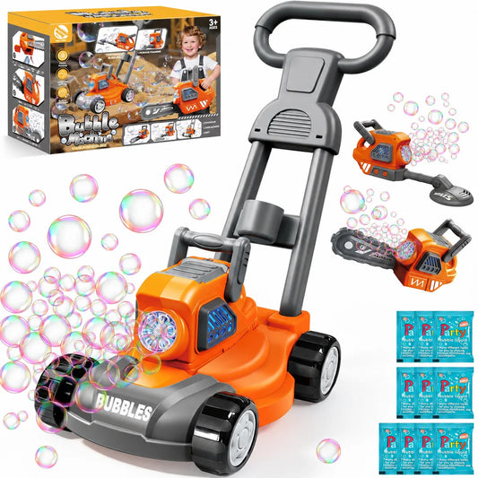 Hotfree Bubble Lawn Mower for Kids, 3-in-1 Electric Bubble Machine Blower with 10 Bubble Solution, Summer Outdoor Push Toys for Toddlers Ages 3-8, Birthday Party Summer Gift for Boys Girls 3 4 5 6 7 8 Year