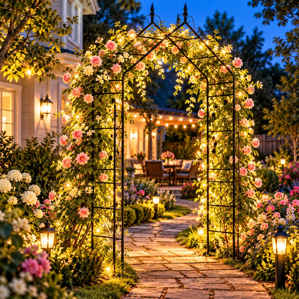 Decorative Gothic Metal Garden Arch Trellis For Climbing Plants