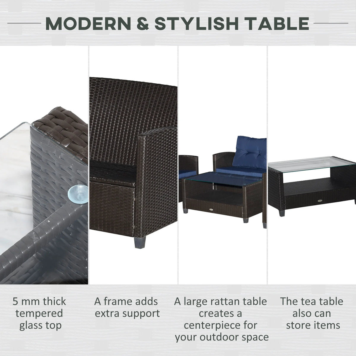 Outsunny 4 Piece Outdoor Wicker Patio Furniture Set