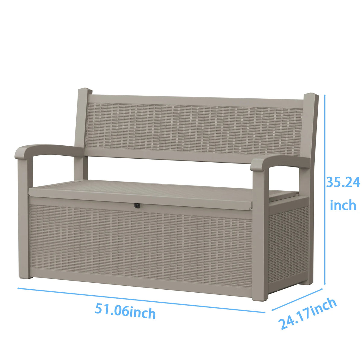 Weatherproof Rattan Look Outdoor Storage Bench For Patio Garden