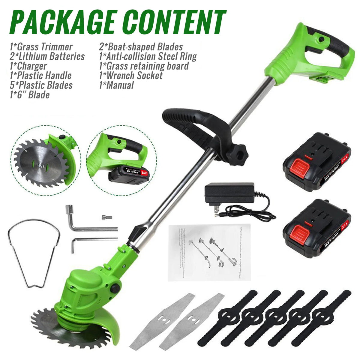 Cordless Brushless Weed Trimmer 2 In 1 Electric Grass Cutter