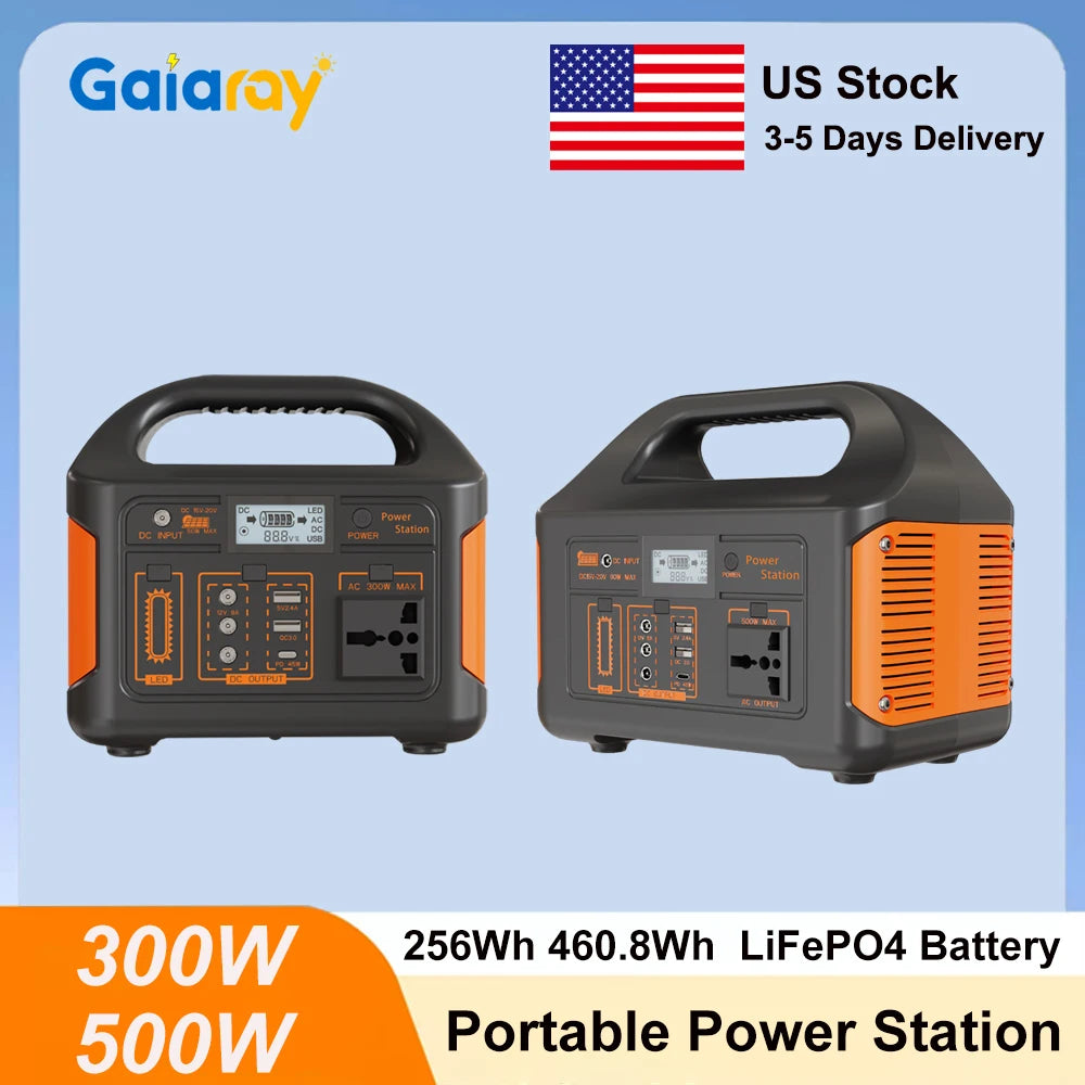 GaiaRay 460Wh Portable Power Station With LiFePO4 Battery Backup