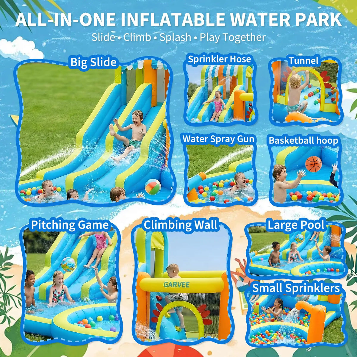 HiMISS 8-in-1 Inflatable Water Slide With Blower