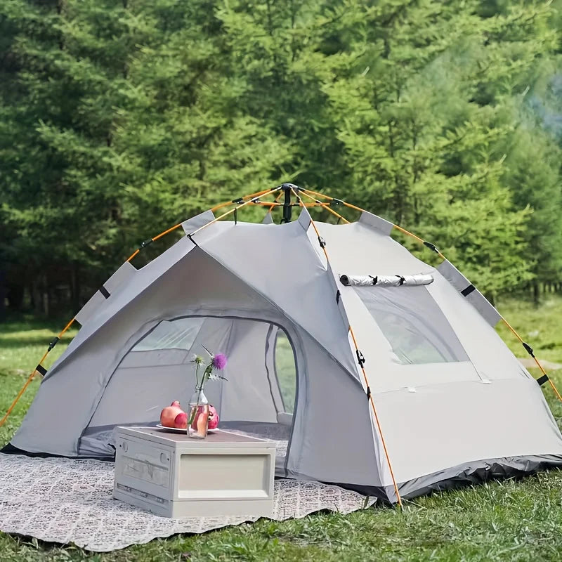 3-Second Quick Setup: Automatic Pop-Up Tent (No Assembly Required) — Featuring Fiberglass Poles and Oxford Fabric Canopy. An All-Season, Waterproof Camping Shelter with Zipper Closure, Ideal for Hiking, Travel, and the Beac