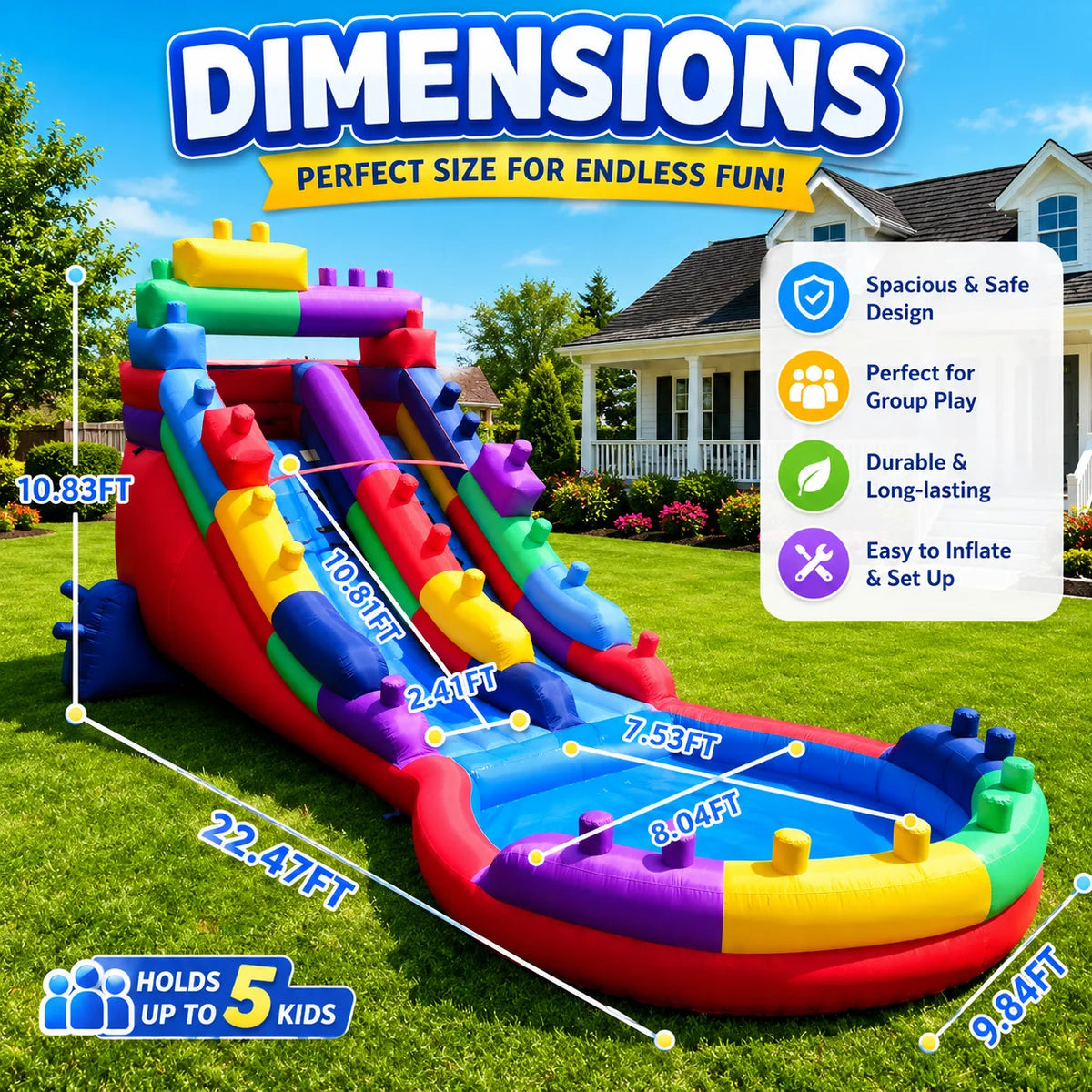 Colorful Block-Style Oxford Water Slide Eye-Catching Design for Summer Pool Parties And Backyard Fun