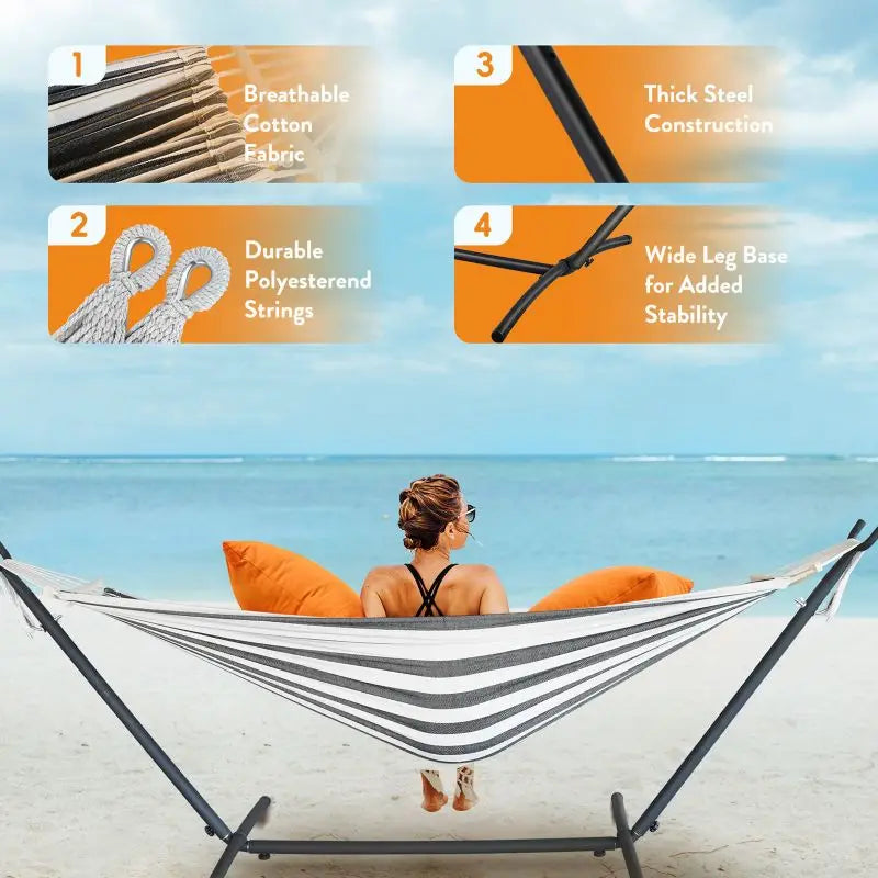 GYROOR Adjustable Stand Hammock Heavy Duty Outdoor Relaxation Bed