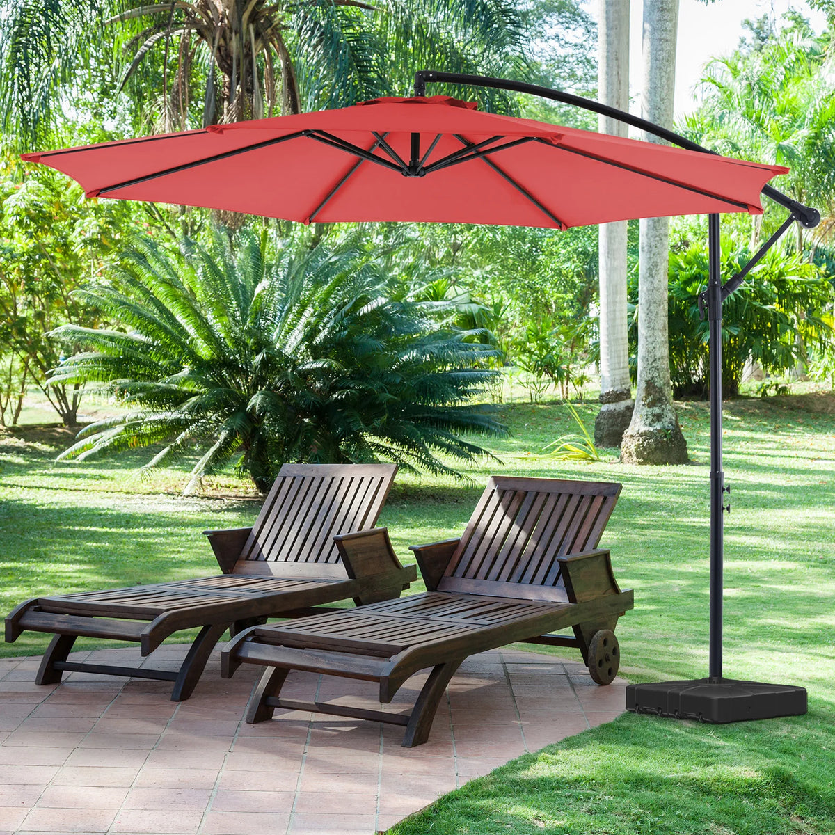 Jhk 10ft Outdoor Cantilever Patio Umbrella With Easy Tilt