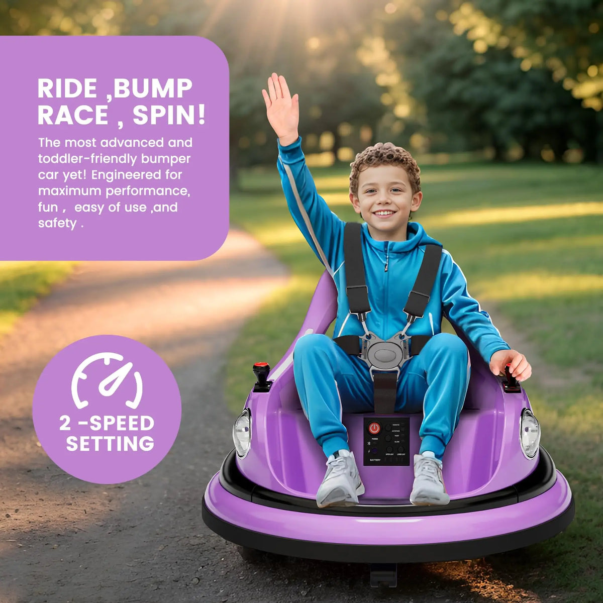 HiMiss 12V Kids Electric Bumper Car Remote Control Playset