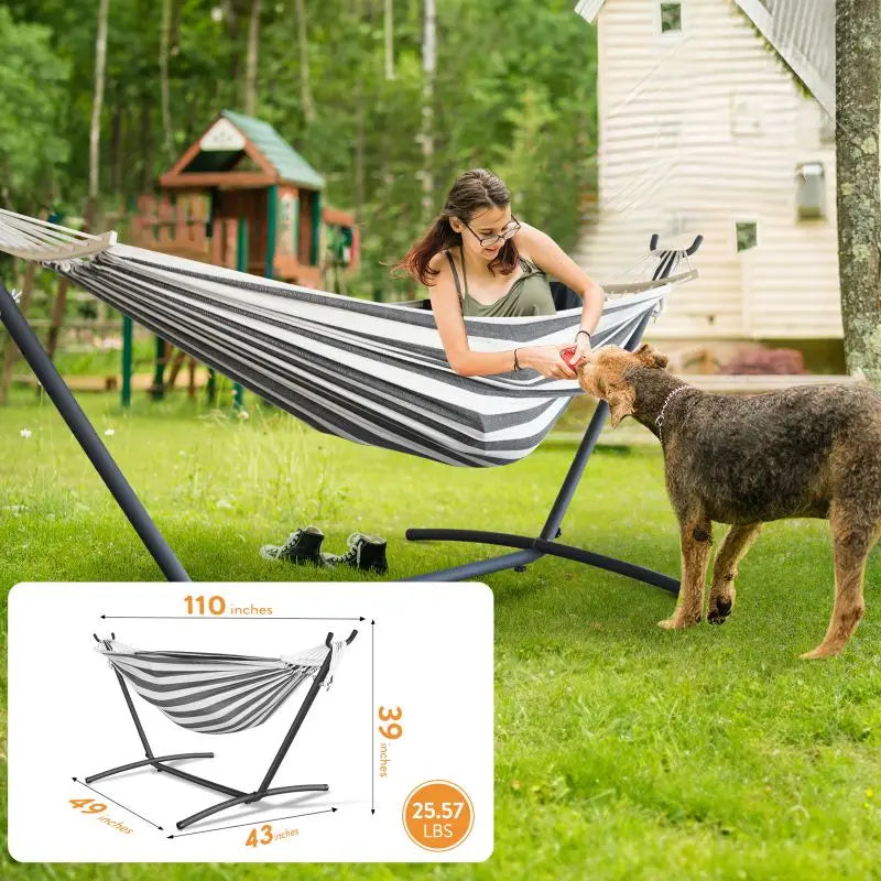 GYROOR Adjustable Stand Hammock Heavy Duty Outdoor Relaxation Bed