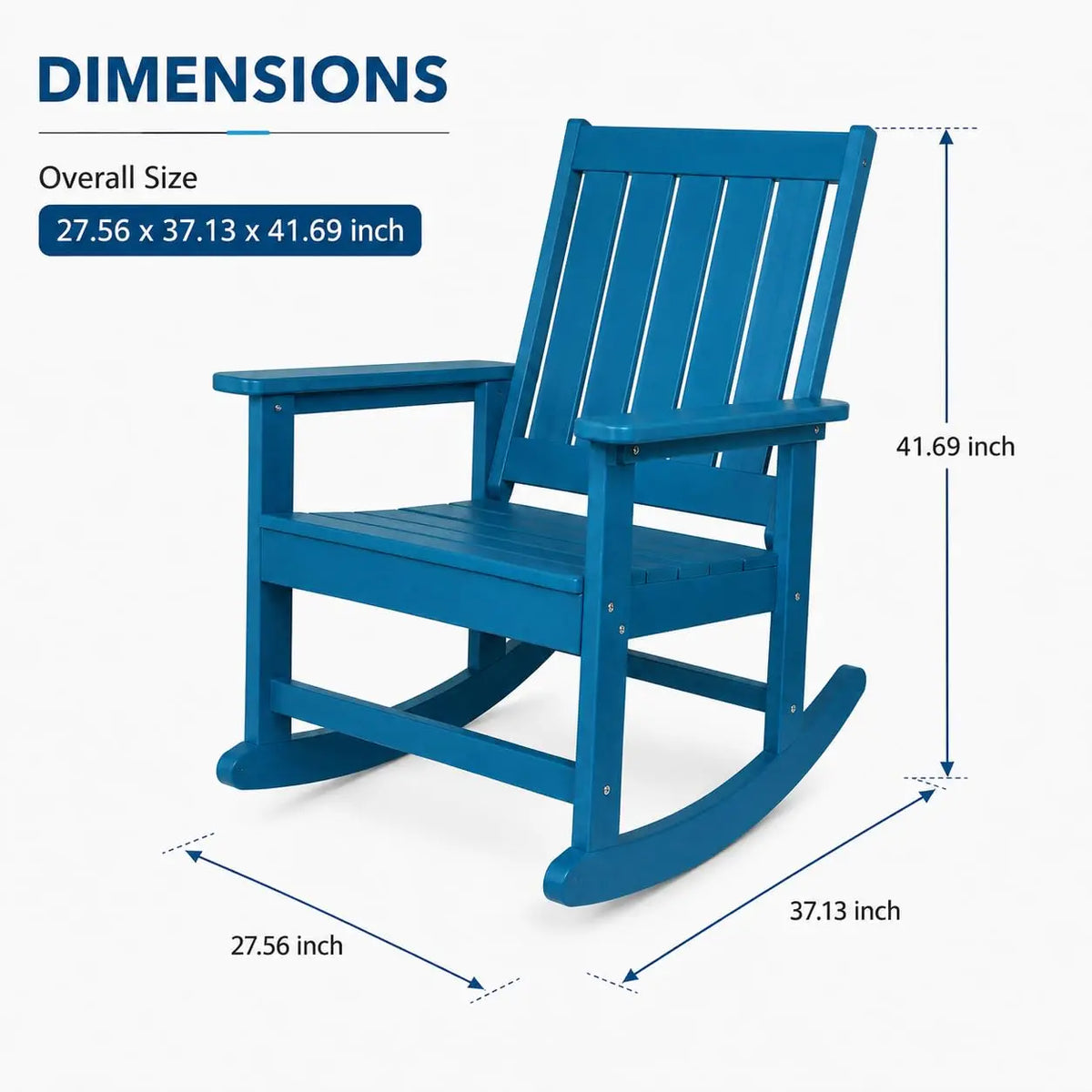 Ergonomic HDPE Outdoor Rocking Chair With Curved Back