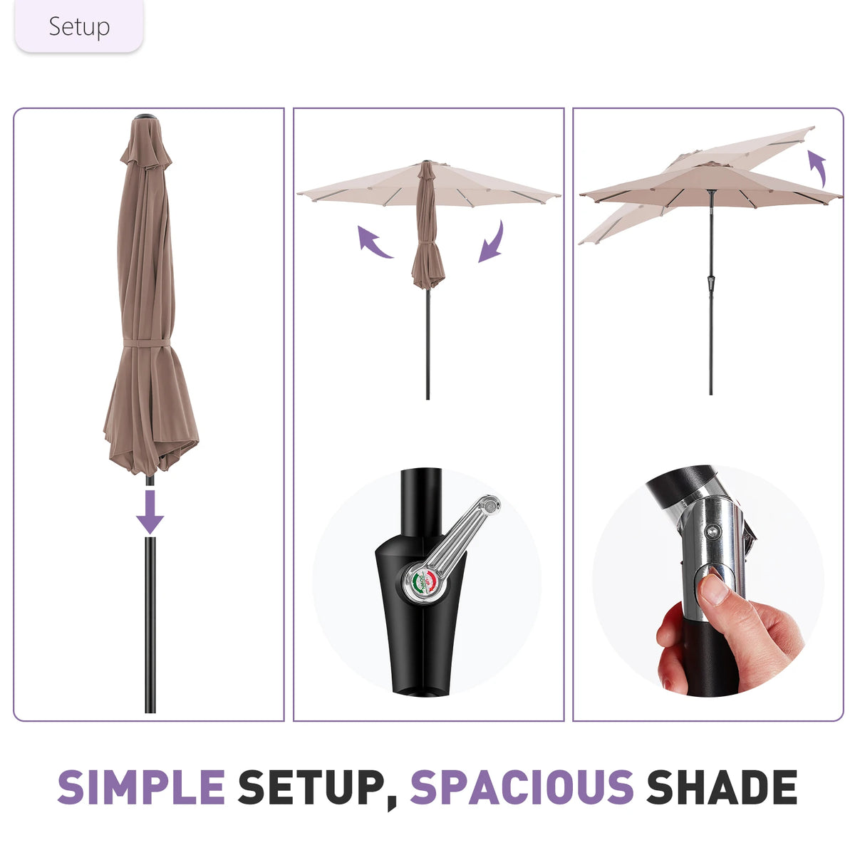JHK 9ft Waterproof Patio Umbrella With Tilt And Crank