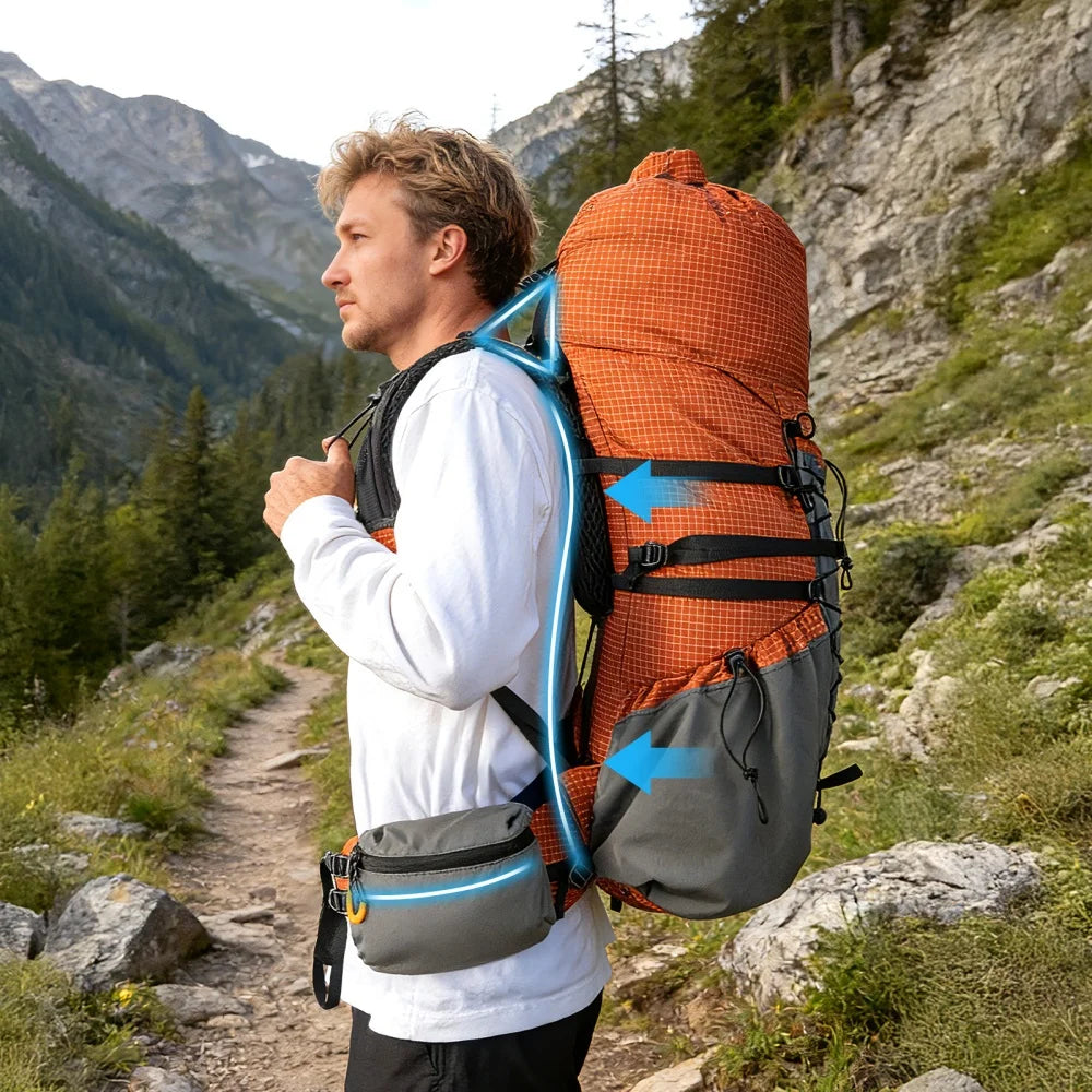 Night Cat Lightweight 50L To 70L Hiking Backpack With Rain Cover