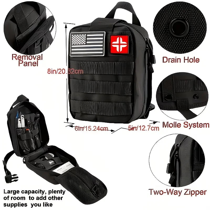 232pcsMulti-Functional Tool Backpack Emergency Survival Kit Camping Gear First Aid Supplies with MOLLE Pouches Suitable for Hunting Camping Gardening Outdoor Adventure Creative Gift for Valentine's Day Father's Day Birthday