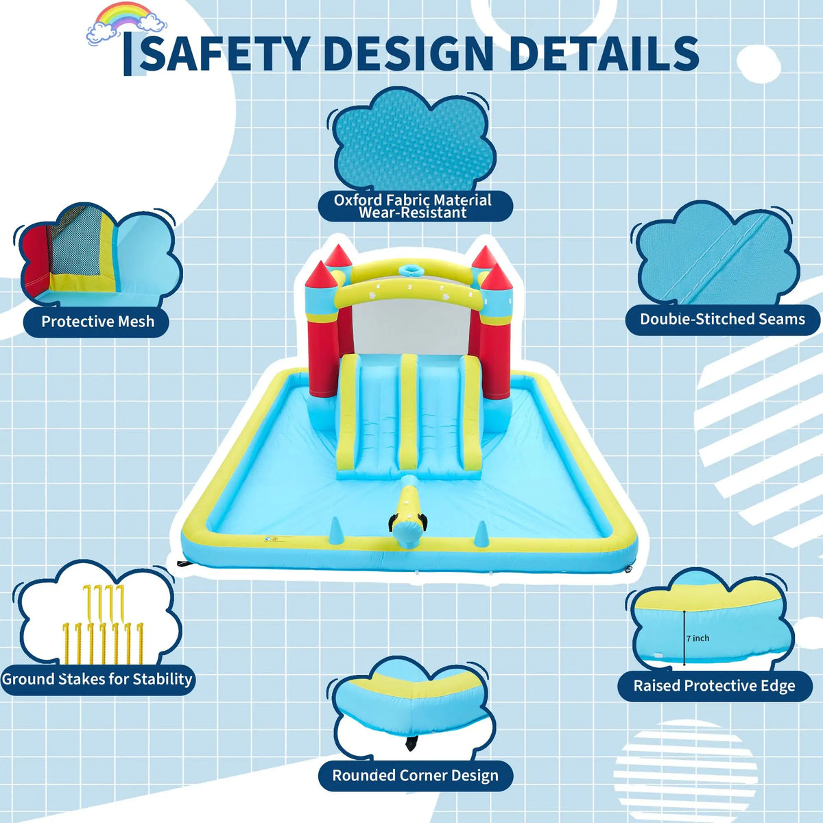 Himiss 14ft Inflatable Bounce House With Slide And Splash Pool
