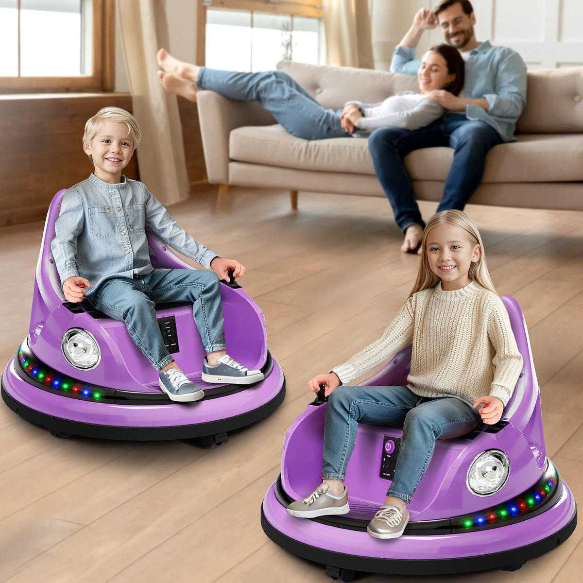HiMiss 12V Kids Electric Bumper Car Remote Control Playset