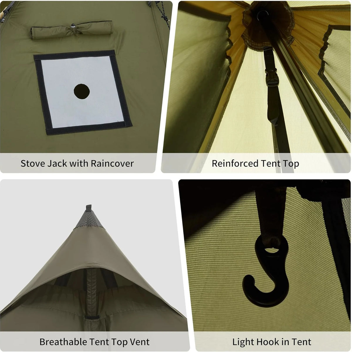 Naturehike 2-4 Person Chimney Tipi Camping Tent Pyramid